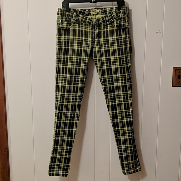 yellow plaid skinny jeans